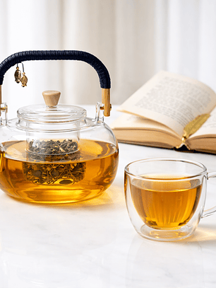 Tetera de Vidrio Borosilicato 900 ml con Infusor y Asa Premium