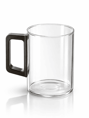 Set de 4 Tazas de Vidrio con Asa de Madera (10 cm alto x 12 cm ancho)