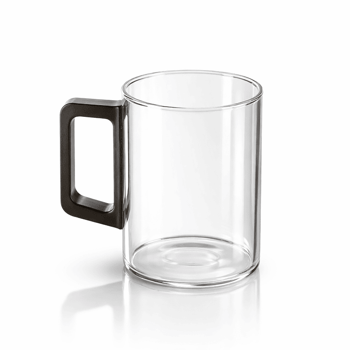 Set de 4 Tazas de Vidrio con Asa de Madera (10 cm alto x 12 cm ancho) 1