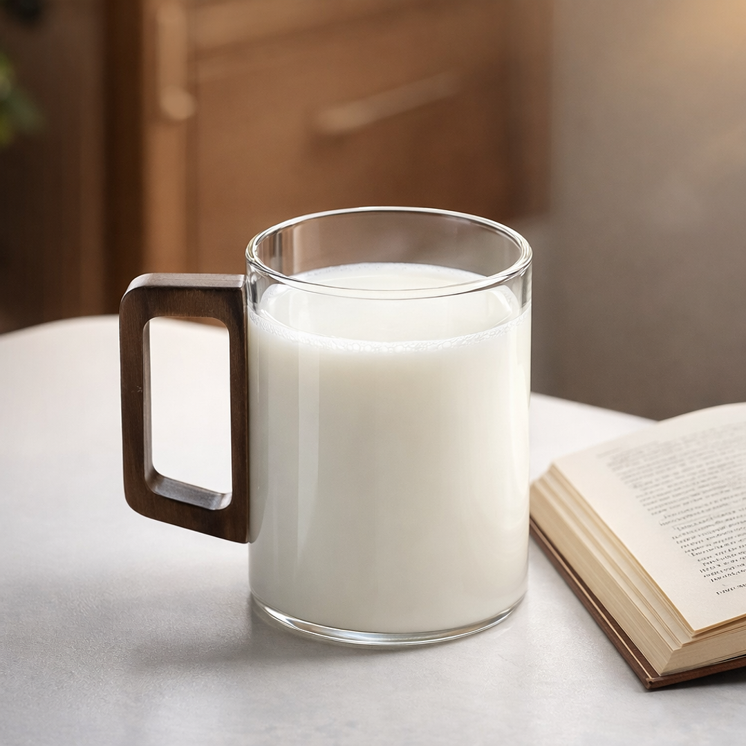 Set de 4 Tazas de Vidrio con Asa de Madera (10 cm alto x 12 cm ancho) 3