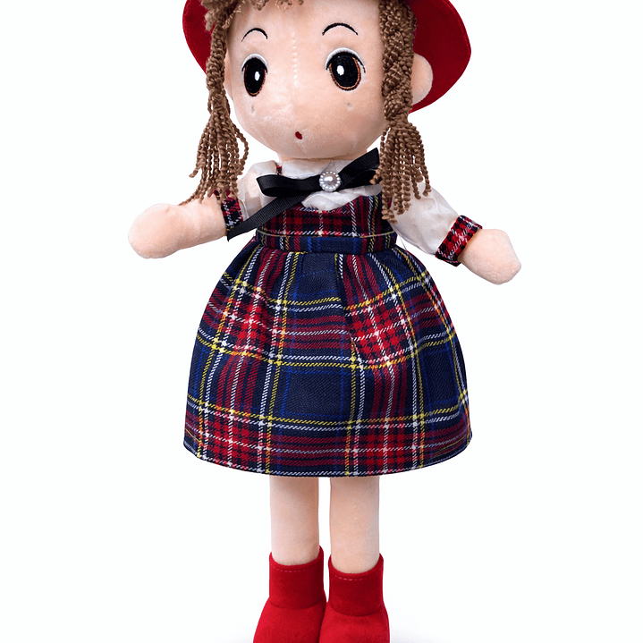 Muñeca Premium Vestido Escocés con Sombrero Rojo – 48 cm 1