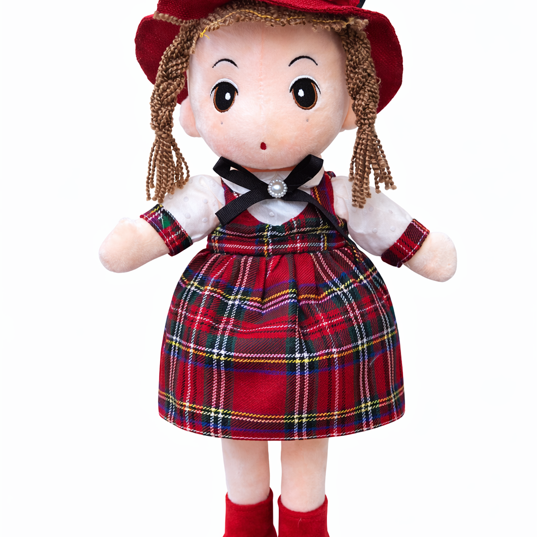 Muñeca Premium Vestido Escocés con Sombrero Rojo – 48 cm 2