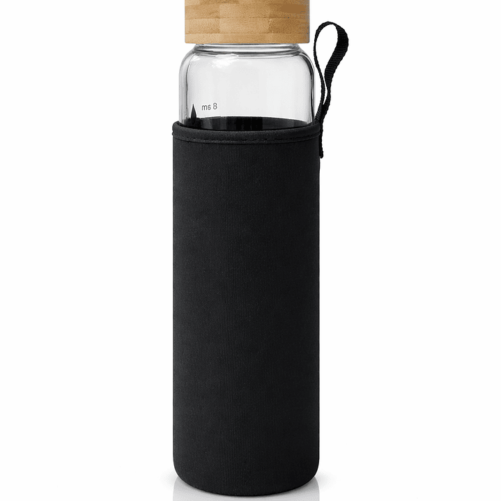 Botella de Vidrio Borosilicato 1L con Tapa de Bambú – Botella Motivacional de Hidratación 4
