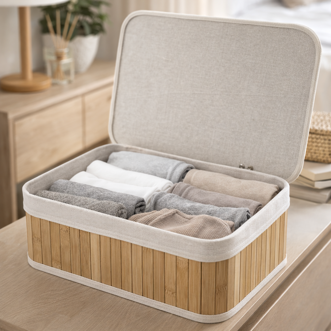 Set de Cajas Organizadoras de Bambú con Tapa – Organizador de Ropa Interior y Accesorios (3 Tamaños) 1