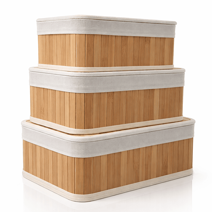 Set de Cajas Organizadoras de Bambú con Tapa – Organizador de Ropa Interior y Accesorios (3 Tamaños) 3