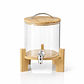 Dispensador de Bebidas de Vidrio 3.2 Litros con Base de Bambú y Grifo – Dispensador para Jugos, Limonada o Agua - Miniatura 1