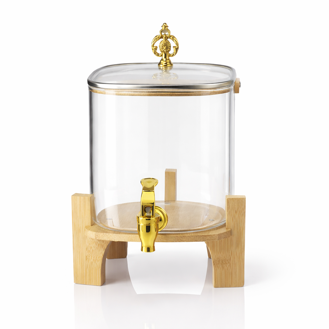 Dispensador de Bebidas de Vidrio 3.2 Litros con Base de Bambú y Grifo – Dispensador para Jugos, Limonada o Agua 5