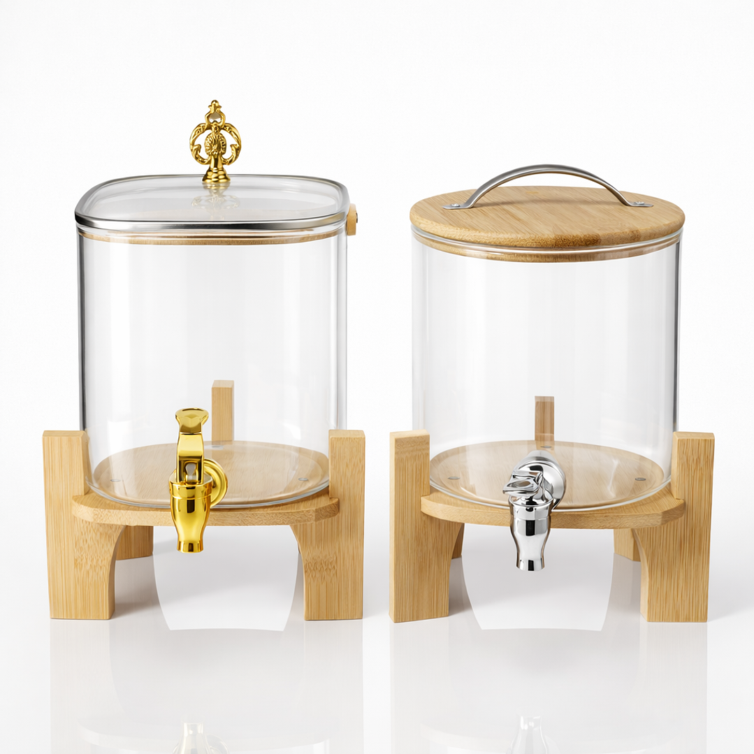 Dispensador de Bebidas de Vidrio 3.2 Litros con Base de Bambú y Grifo – Dispensador para Jugos, Limonada o Agua 7