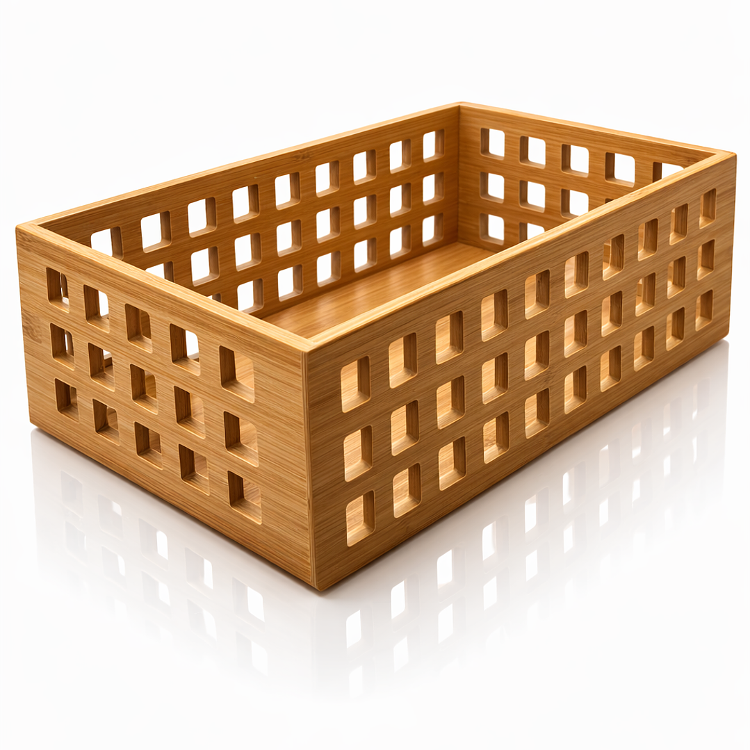 Set de 3 Organizadores de Bambú para Cocina y Hogar | Cajas de Almacenamiento Multiuso 2