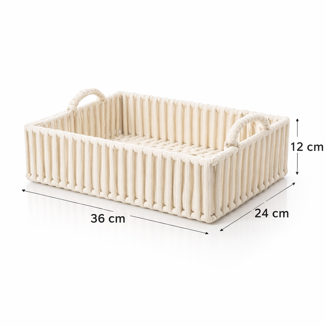 Set de 3 Cestas Organizadoras de Cuerda de Algodón con Asas | Canastas Decorativas Multiuso para Cocina, Baño, Dormitorio u Oficina 3