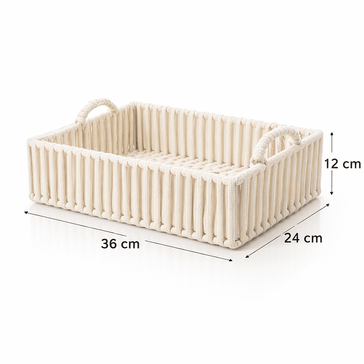 Set de 3 Cestas Organizadoras de Cuerda de Algodón con Asas | Canastas Decorativas Multiuso para Cocina, Baño, Dormitorio u Oficina 3