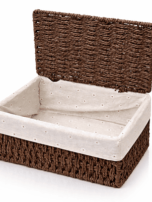 Set de 3 Cajas Organizadoras de Mimbre con Tapa | Cestos Decorativos para Hogar