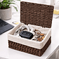 Set de 3 Cajas Organizadoras de Mimbre con Tapa | Cestos Decorativos para Hogar - Miniatura 3