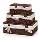 Set de 3 Cajas Organizadoras de Mimbre con Tapa | Cestos Decorativos para Hogar - Miniatura 4
