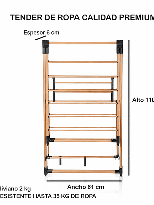 Tendedero de Ropa Plegable Premium | Secador de Ropa Ajustable Resistente hasta 35 kg