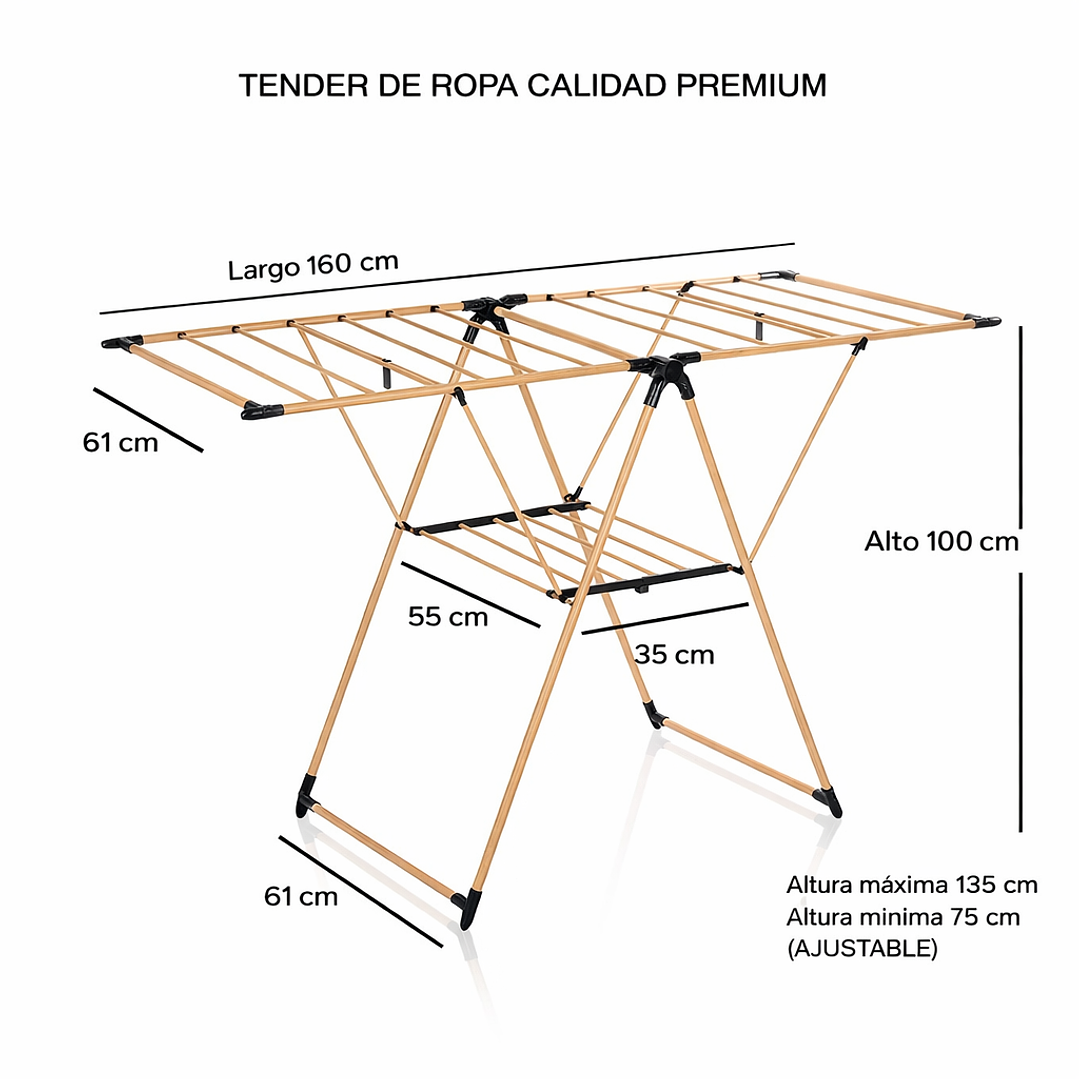 Tendedero de Ropa Plegable Premium | Secador de Ropa Ajustable Resistente hasta 35 kg 3