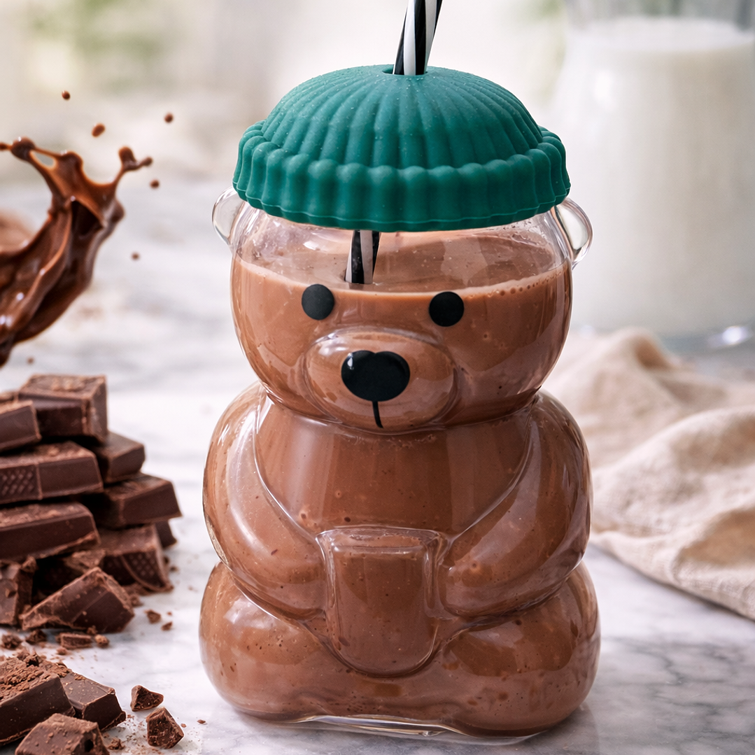 Vaso Osito con Sorbete – Vaso para Batidos, Smoothies y Leche con Chocolate | Vaso Kawaii Reutilizable 1