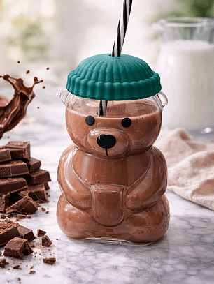 Vaso Osito con Sorbete – Vaso para Batidos, Smoothies y Leche con Chocolate | Vaso Kawaii Reutilizable