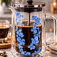 Jarra Cafetera de Vidrio Doble Pared 1 L con Flores Decorativas – Cafetera Prensa Francesa Elegante para Café o Infusiones - Miniatura 4