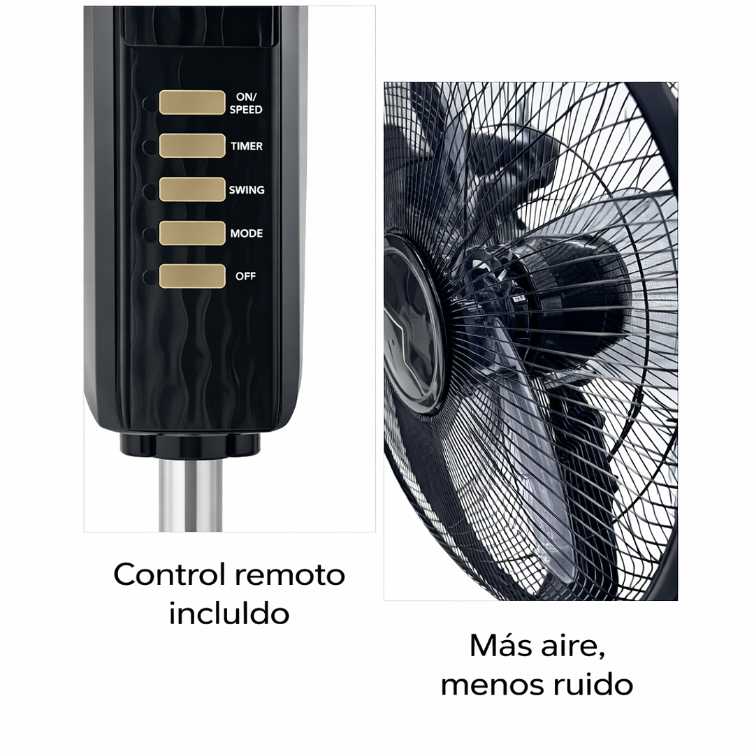 Ventilador Crown 18” con Control Remoto | 5 Aspas Acrílicas Silenciosas – 150W de Potencia 2
