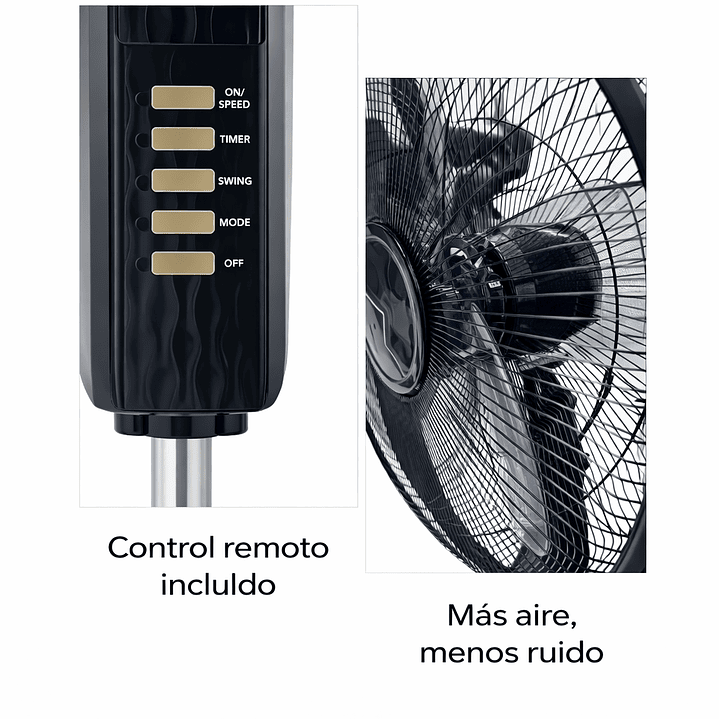 Ventilador Crown 18” con Control Remoto | 5 Aspas Acrílicas Silenciosas – 150W de Potencia 2