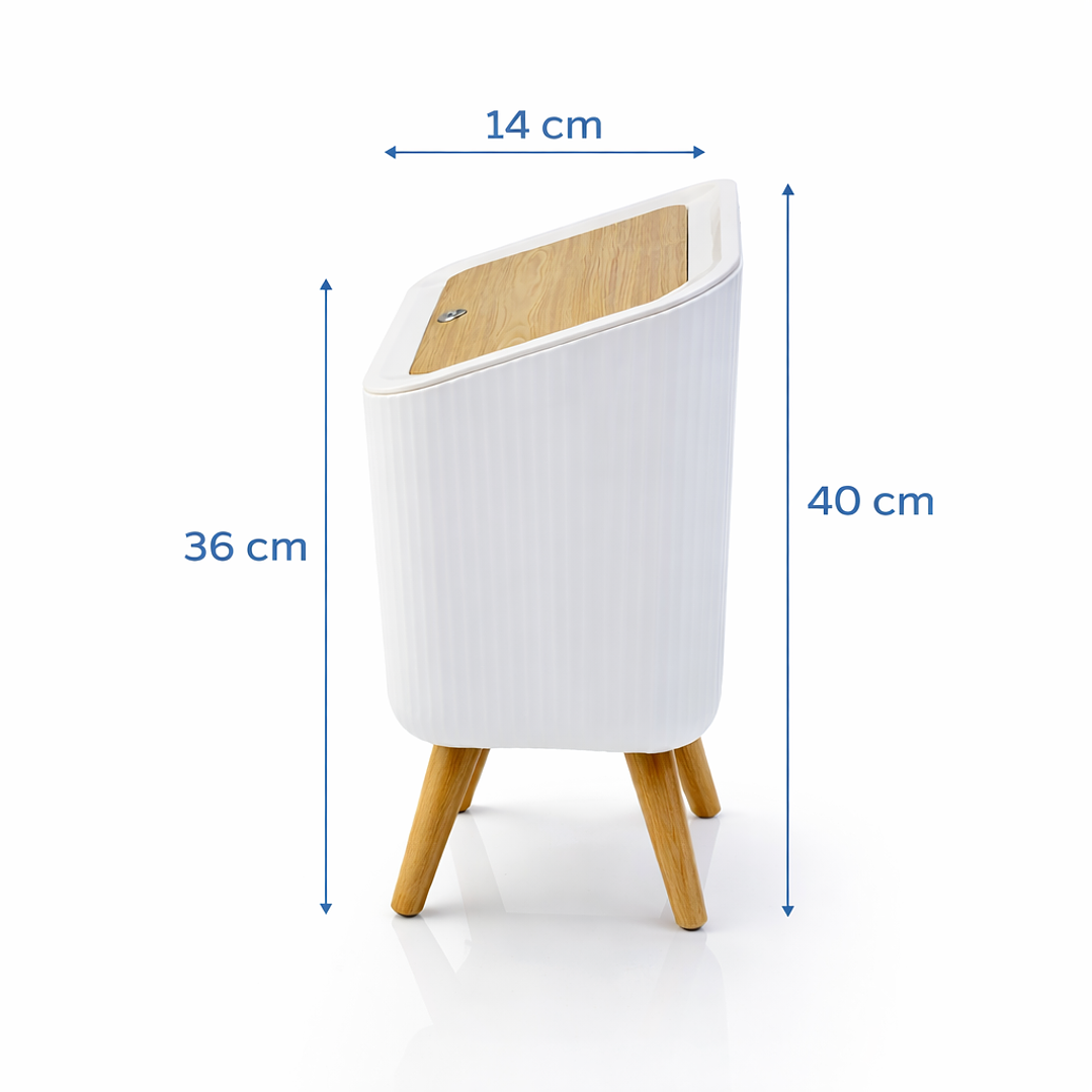 Tacho de Basura Moderno con Tapa Color Madera – Diseño Elegante para Baño y Hogar 4
