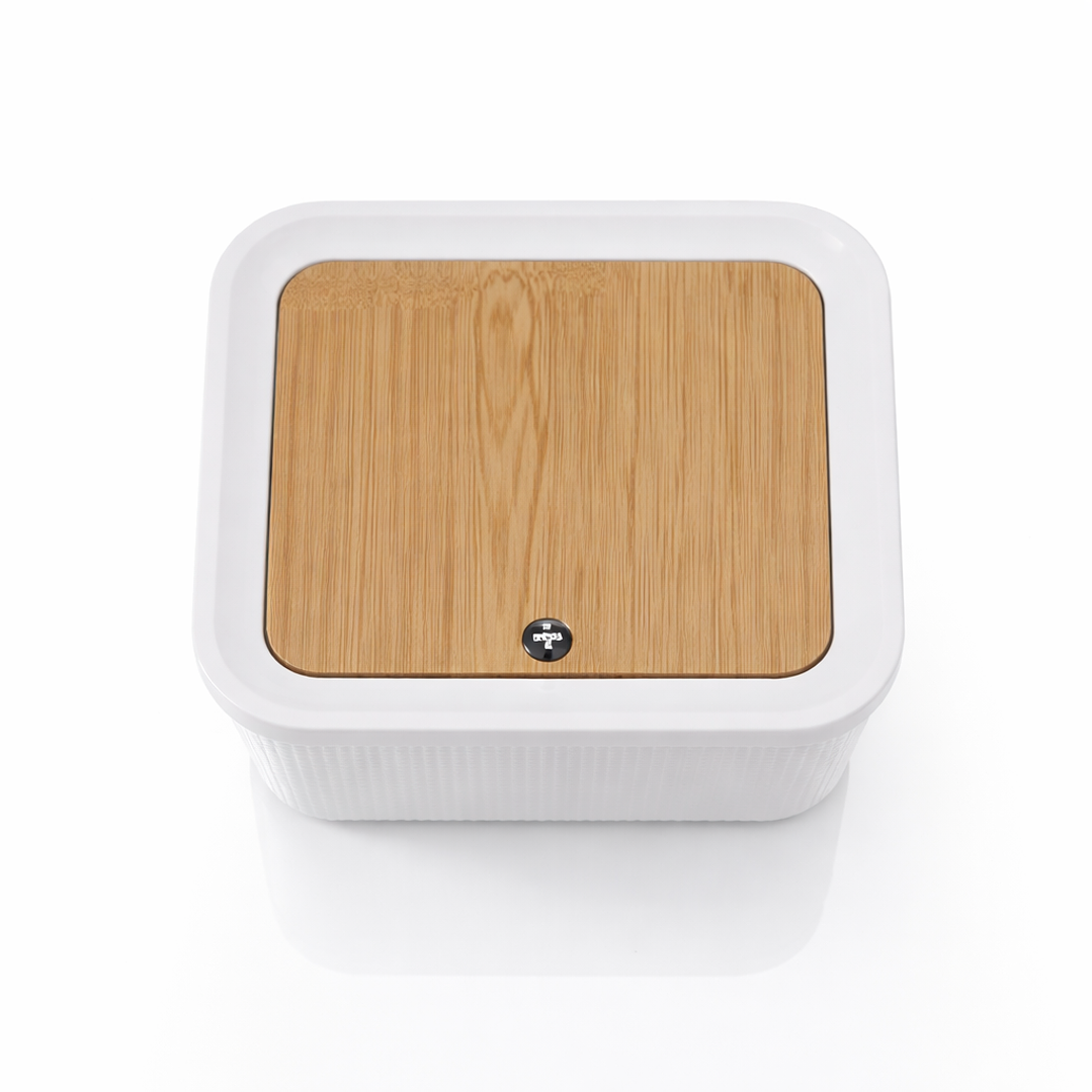 Tacho de Basura Moderno con Tapa Color Madera – Diseño Elegante para Baño y Hogar 5