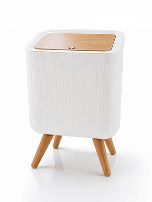 Tacho de Basura Moderno con Tapa Color Madera – Diseño Elegante para Baño y Hogar