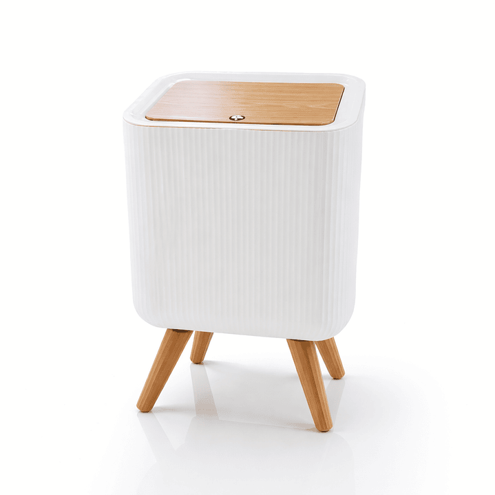 Tacho de Basura Moderno con Tapa Color Madera – Diseño Elegante para Baño y Hogar 2