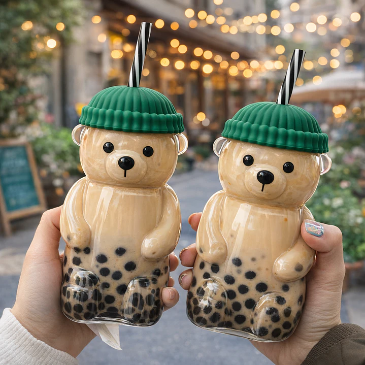 Vaso Osito con Sorbete – Vaso para Batidos, Smoothies y Leche con Chocolate | Vaso Kawaii Reutilizable 6