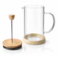 Prensa Francesa de Vidrio Borosilicato 1 Lt con Tapa de Bambú – Cafetera Manual 20 cm Premium - Miniatura 2