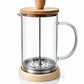 Prensa Francesa de Vidrio Borosilicato 1 Lt con Tapa de Bambú – Cafetera Manual 20 cm Premium - Miniatura 1