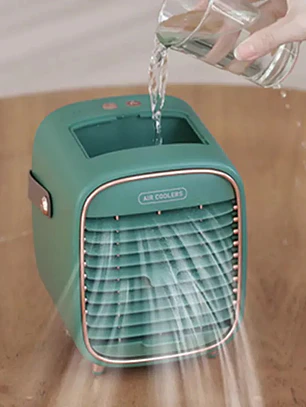 Mini Aire Acondicionado Portátil Recargable con Agua y Hielo | 3 Velocidades, Bruma Refrescante