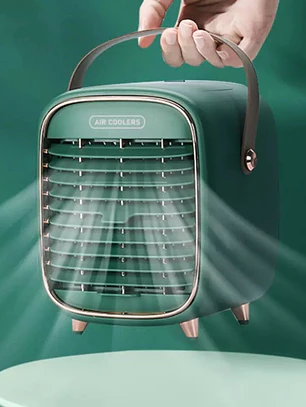 Mini Aire Acondicionado Portátil Recargable con Agua y Hielo | 3 Velocidades, Bruma Refrescante