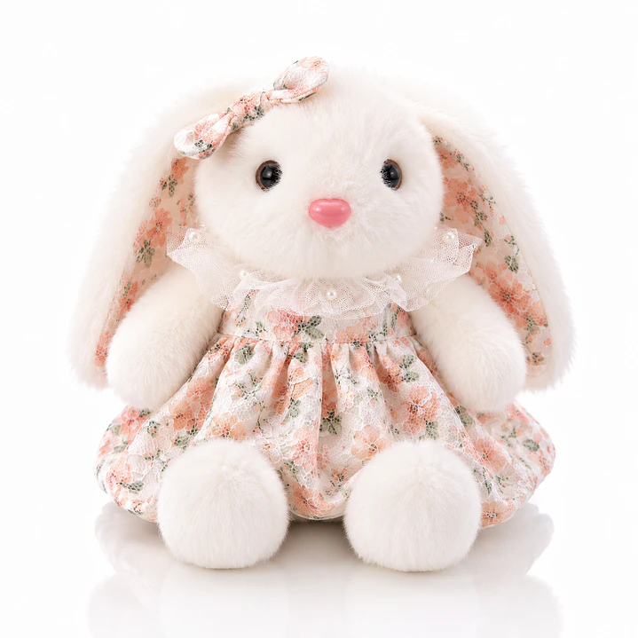 Conejita de Peluche con Vestido – Edición Floral Pastel 3