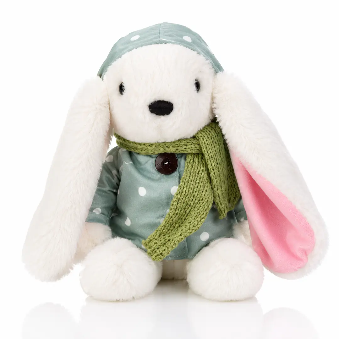 Conejo de Peluche 30 cm con Ropa y Bufanda | Peluche Suave para Regalo y Decoración 1