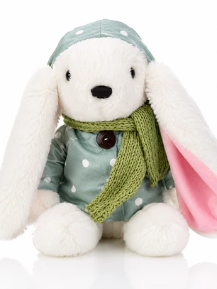 Conejo de Peluche 30 cm con Ropa y Bufanda | Peluche Suave para Regalo y Decoración