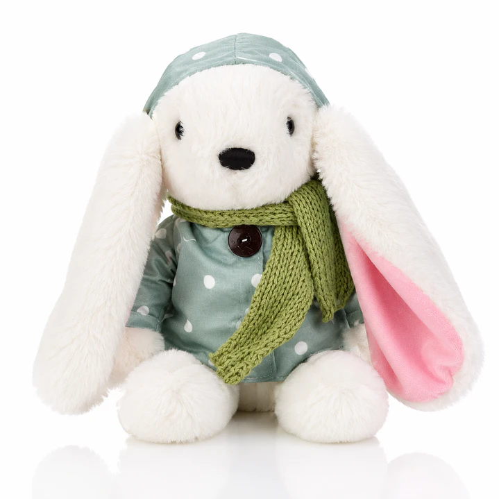 Conejo de Peluche 30 cm con Ropa y Bufanda | Peluche Suave para Regalo y Decoración 1