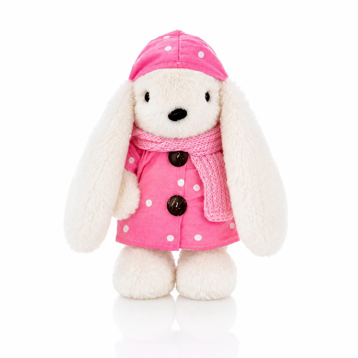 Conejo de Peluche 30 cm con Ropa y Bufanda | Peluche Suave para Regalo y Decoración 3