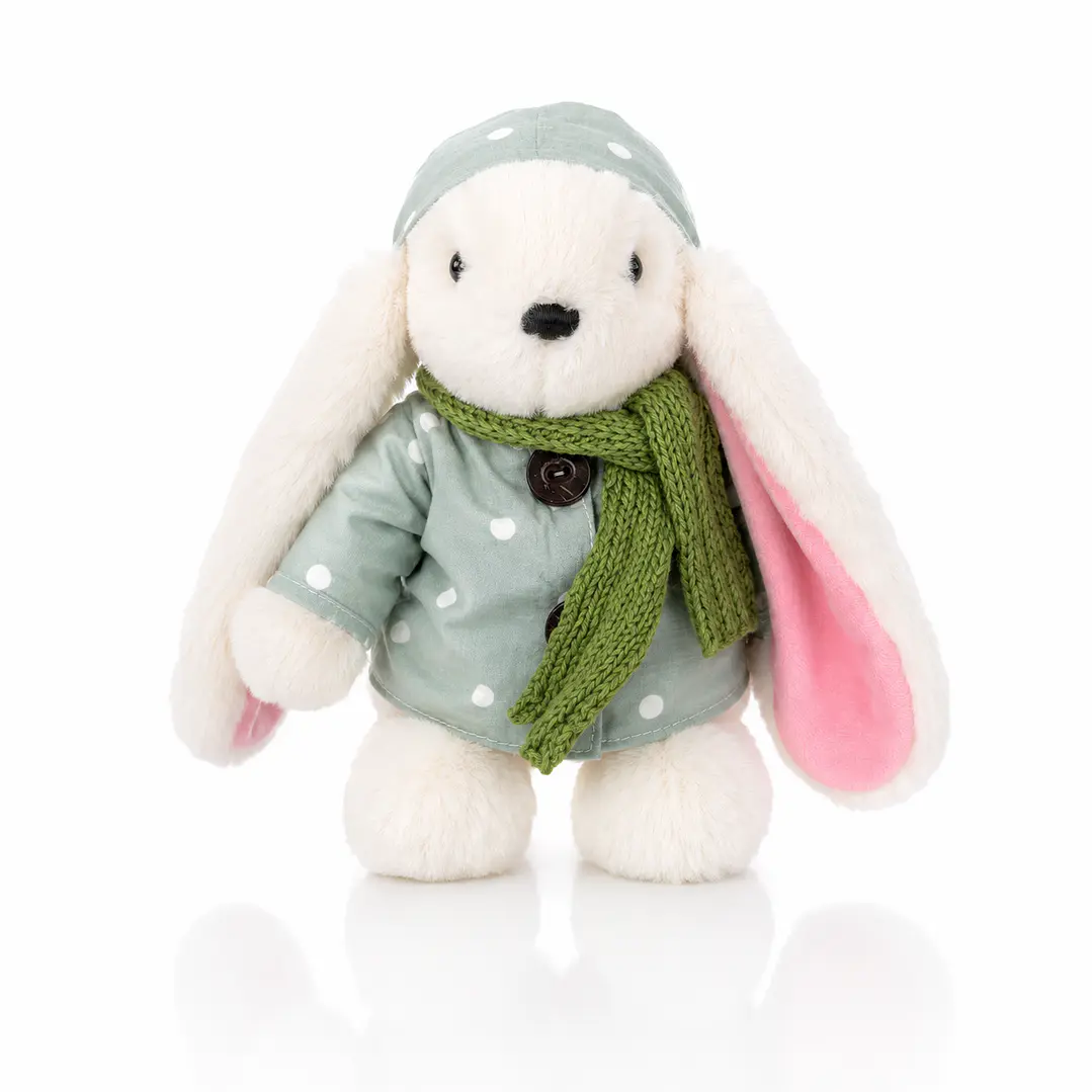 Conejo de Peluche 30 cm con Ropa y Bufanda | Peluche Suave para Regalo y Decoración 4