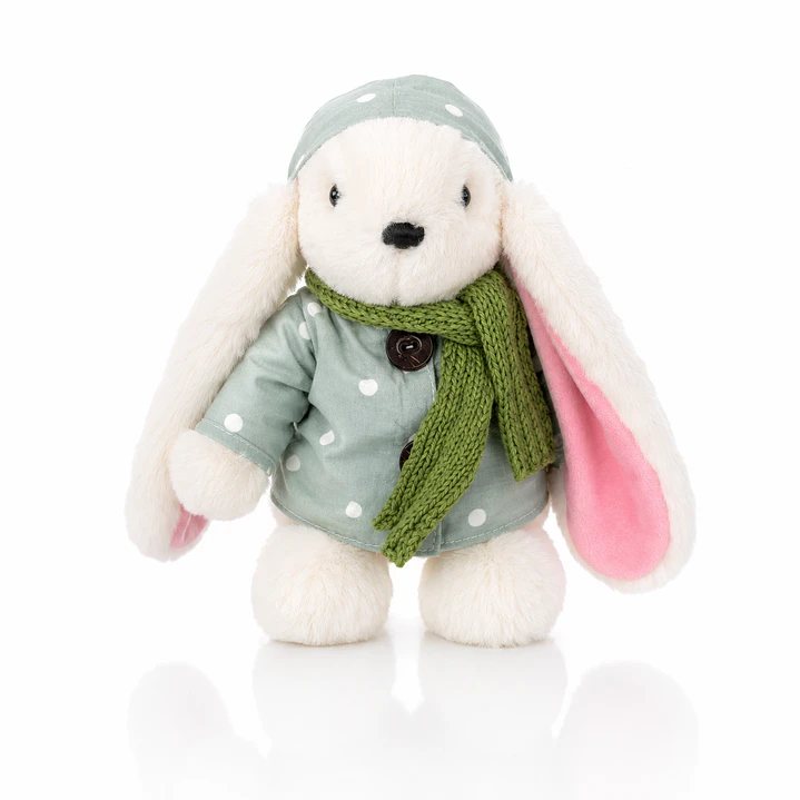 Conejo de Peluche 30 cm con Ropa y Bufanda | Peluche Suave para Regalo y Decoración 4