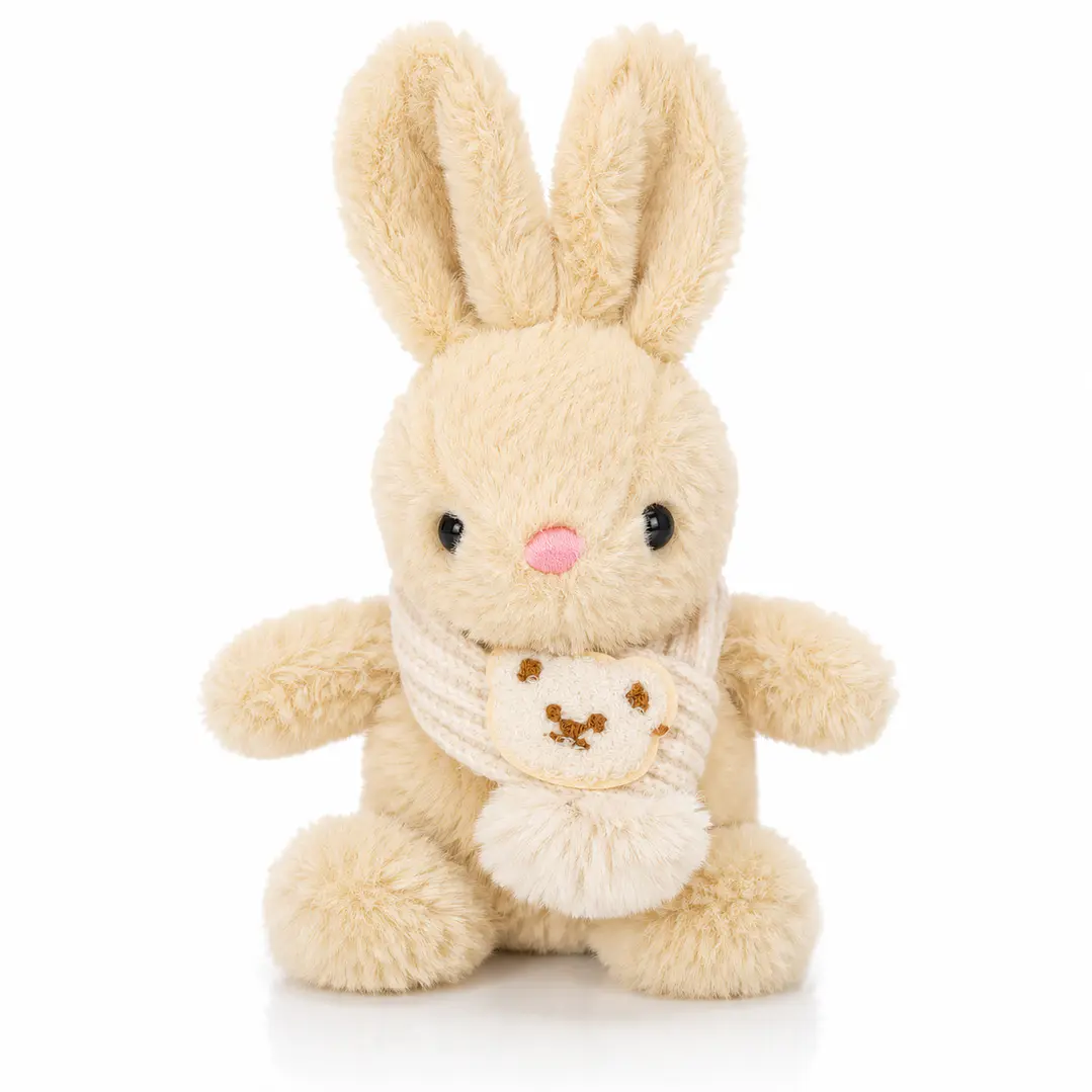Conejo de Peluche Premium 28 cm con Bufanda Tejida – Peluche Suave Decorativo para Regalo 1