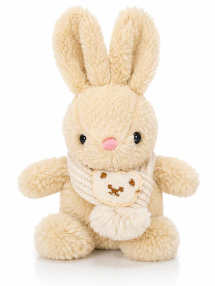 Conejo de Peluche Premium 28 cm con Bufanda Tejida – Peluche Suave Decorativo para Regalo