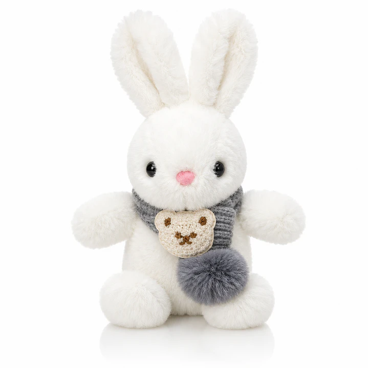Conejo de Peluche Premium 28 cm con Bufanda Tejida – Peluche Suave Decorativo para Regalo 2