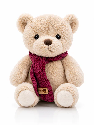 Osito de Peluche 22 cm con Bufanda Tejida Roja | Peluche Suave para Regalo
