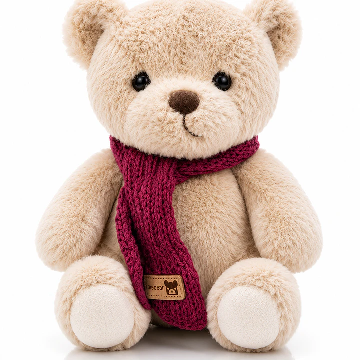 Osito de Peluche 22 cm con Bufanda Tejida Roja | Peluche Suave para Regalo 1