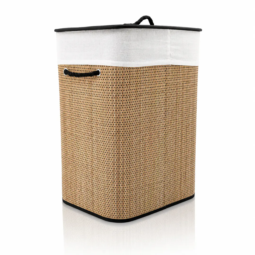 Cesto Organizador de Ropa de Bambú – 50 cm, con Tapa y Asas de Cuerda | Elegante y Resistente 6