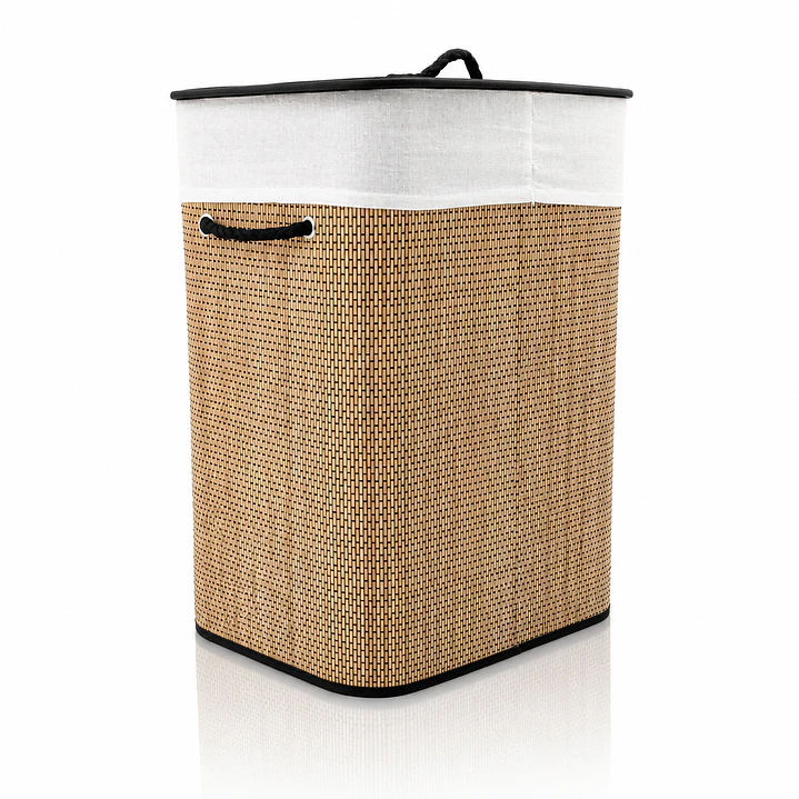 Cesto Organizador de Ropa de Bambú – 50 cm, con Tapa y Asas de Cuerda | Elegante y Resistente 6