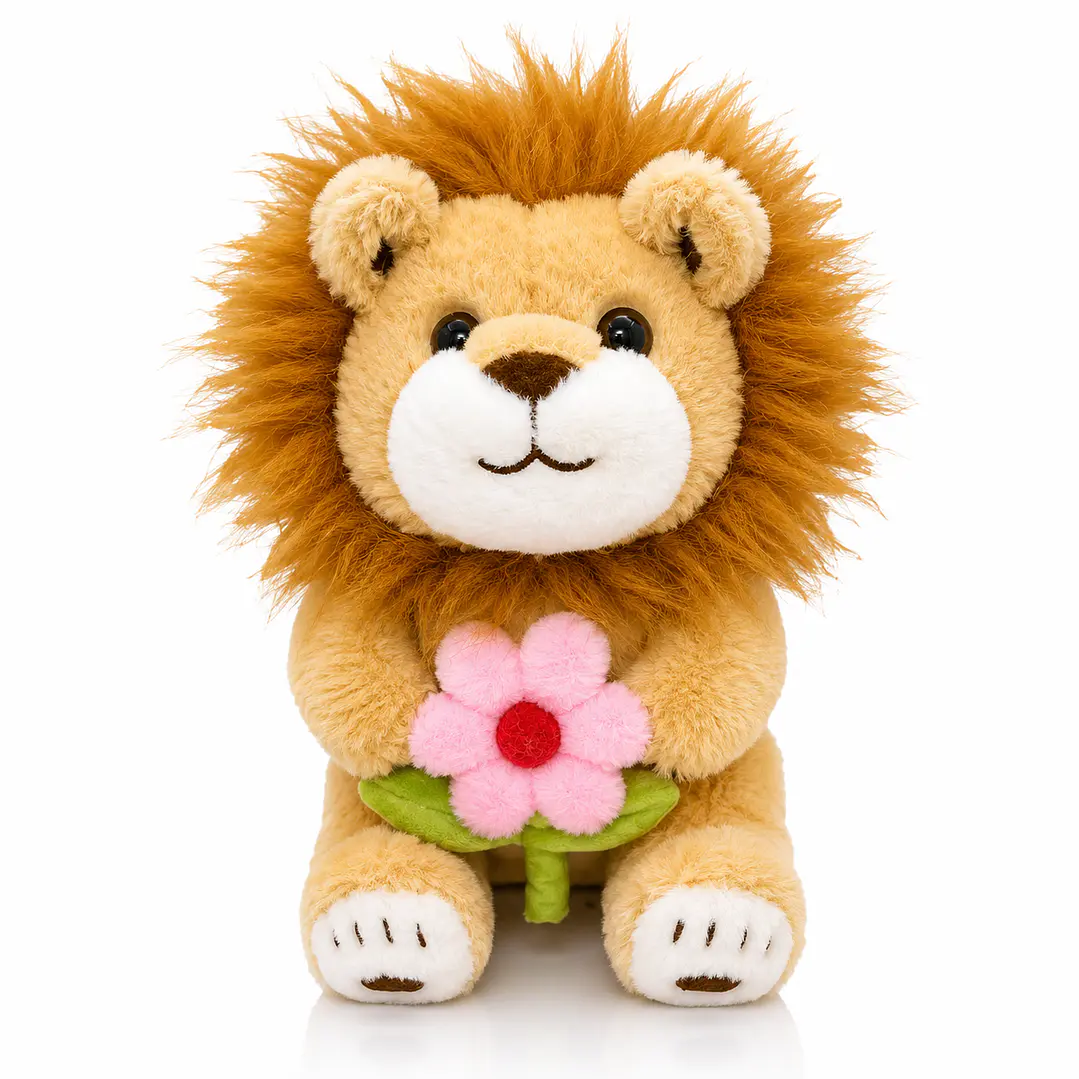 Peluche León con Flor 30 cm – León de Peluche Suave Decorativo y Regalo para Niños 3