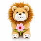 Peluche León con Flor 30 cm – León de Peluche Suave Decorativo y Regalo para Niños - Miniatura 3